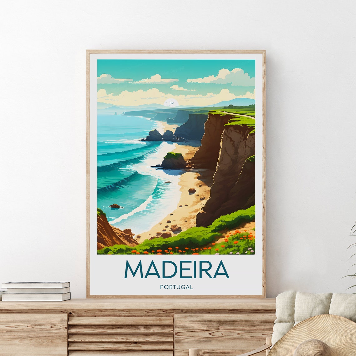 Madeira Dramatic Cliffs Coastal Landscape Portugal Travel Poster - Image 2