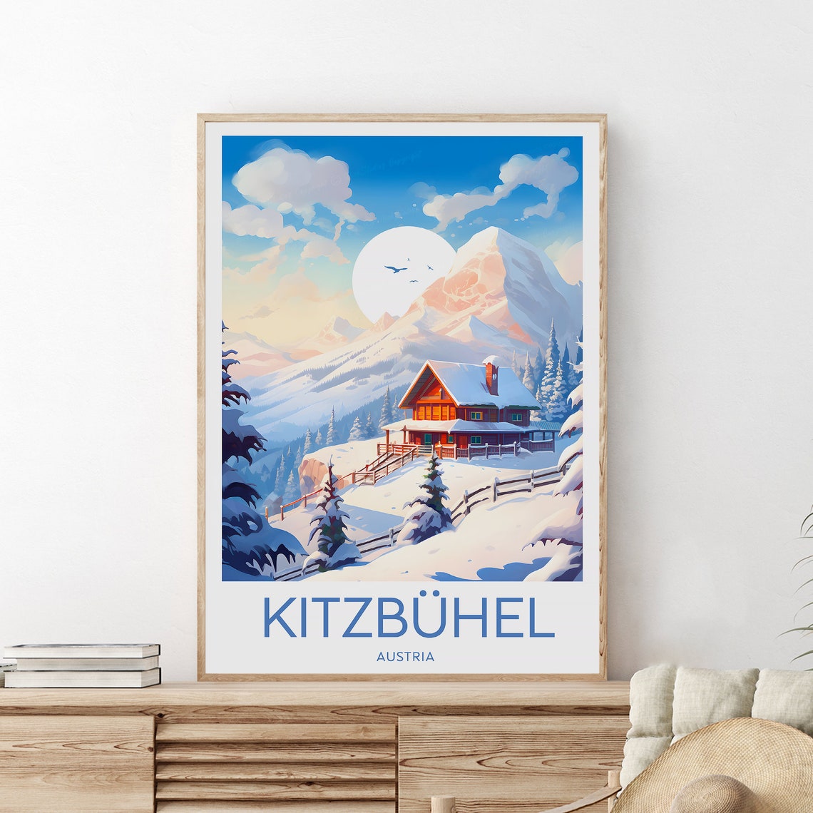 Kitzbuhel Austria Ski Chalet Snowy Alpine Morning Travel Poster - Image 2