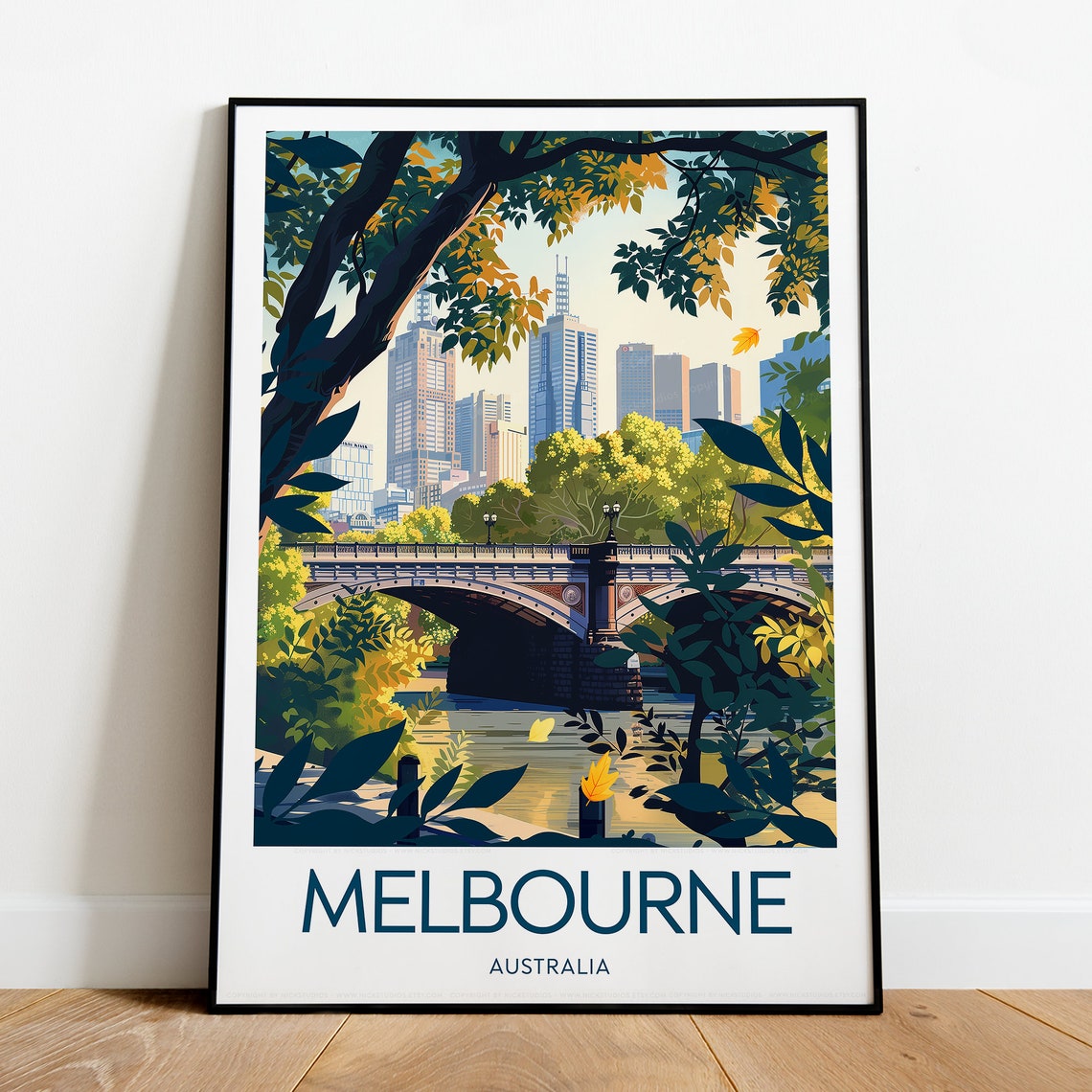Melbourne Australia Princes Bridge Yarra River Gardens Travel Poster - Image 2