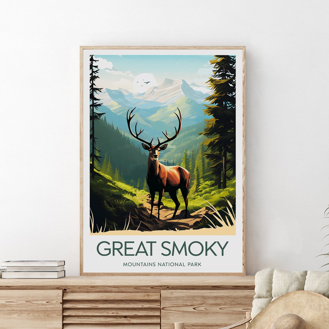 Great Smoky Mountains National Park Elk Forest Sunrise Poster