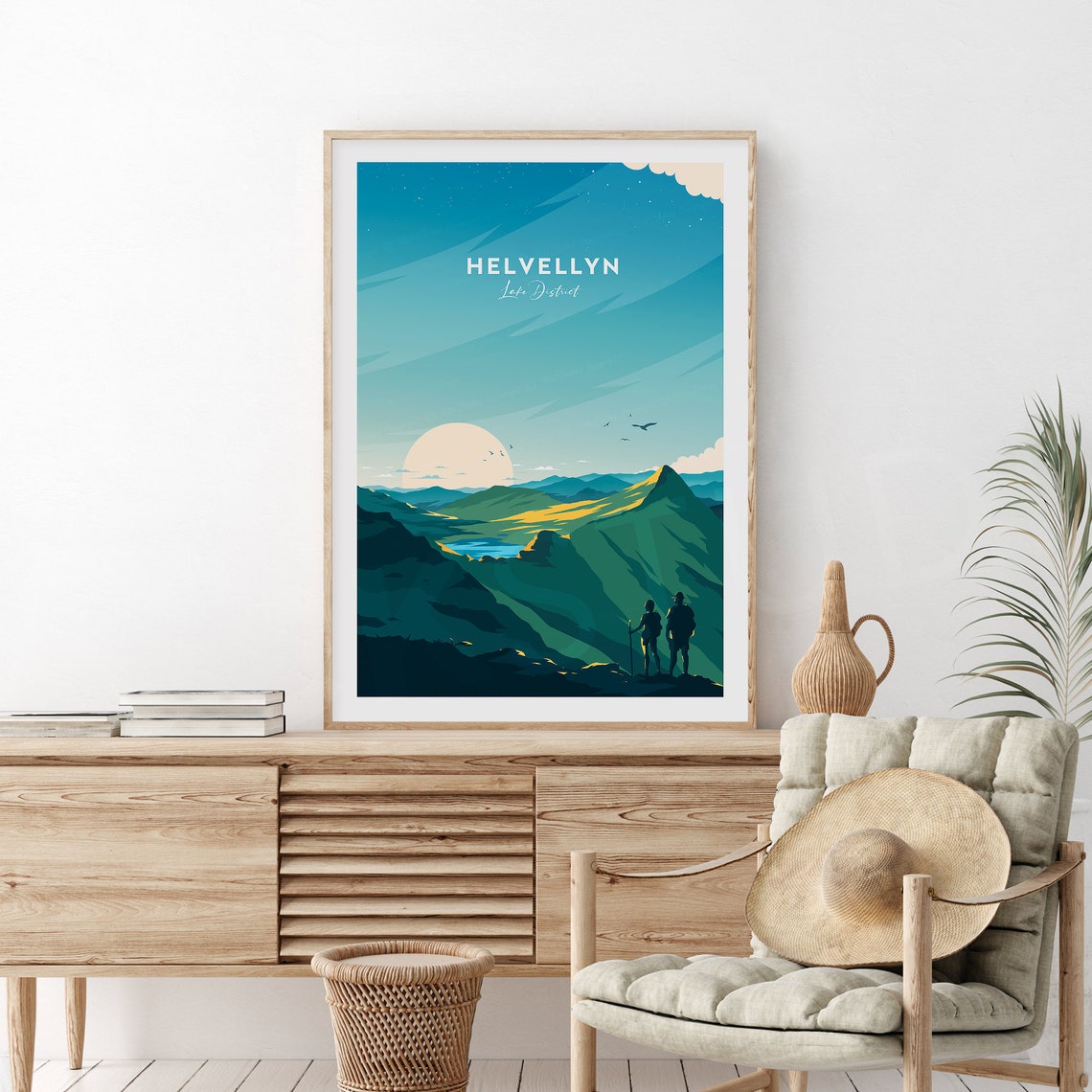 Helvellyn Lake District Hikers Sunrise Summit Ridge Walk Poster - Image 2