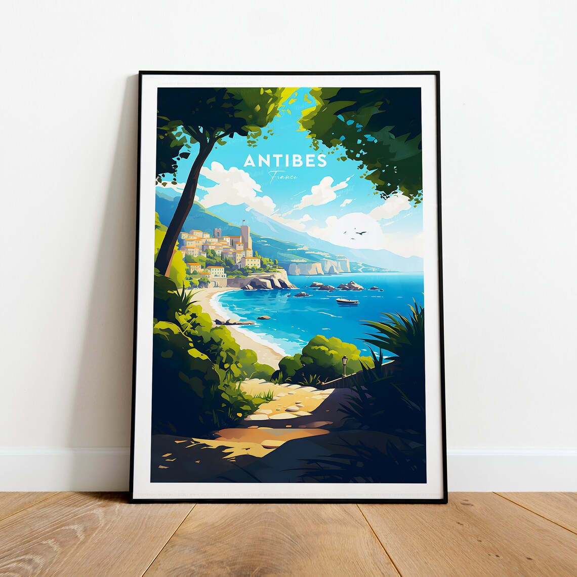Antibes France Riviera Cove Old Town Coast View Travel Poster - Image 2