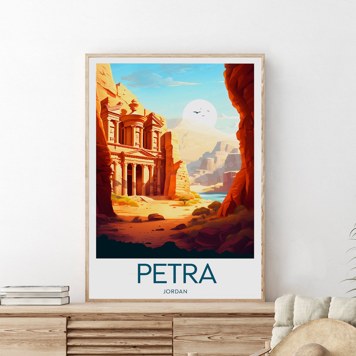 Petra Jordan Ancient Treasury Facade Desert Canyon Travel Poster - Image 2