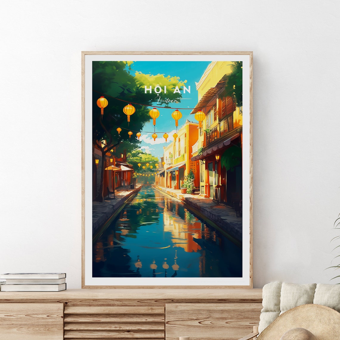 Hoi An Vietnam Lantern Lit Ancient Town Canal Scene at Dusk Poster