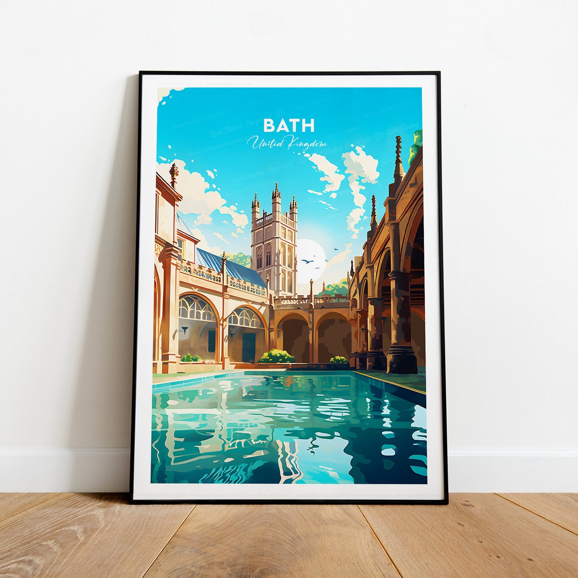 Bath Roman Baths Great Bath Courtyard with Abbey Tower Poster - Image 2