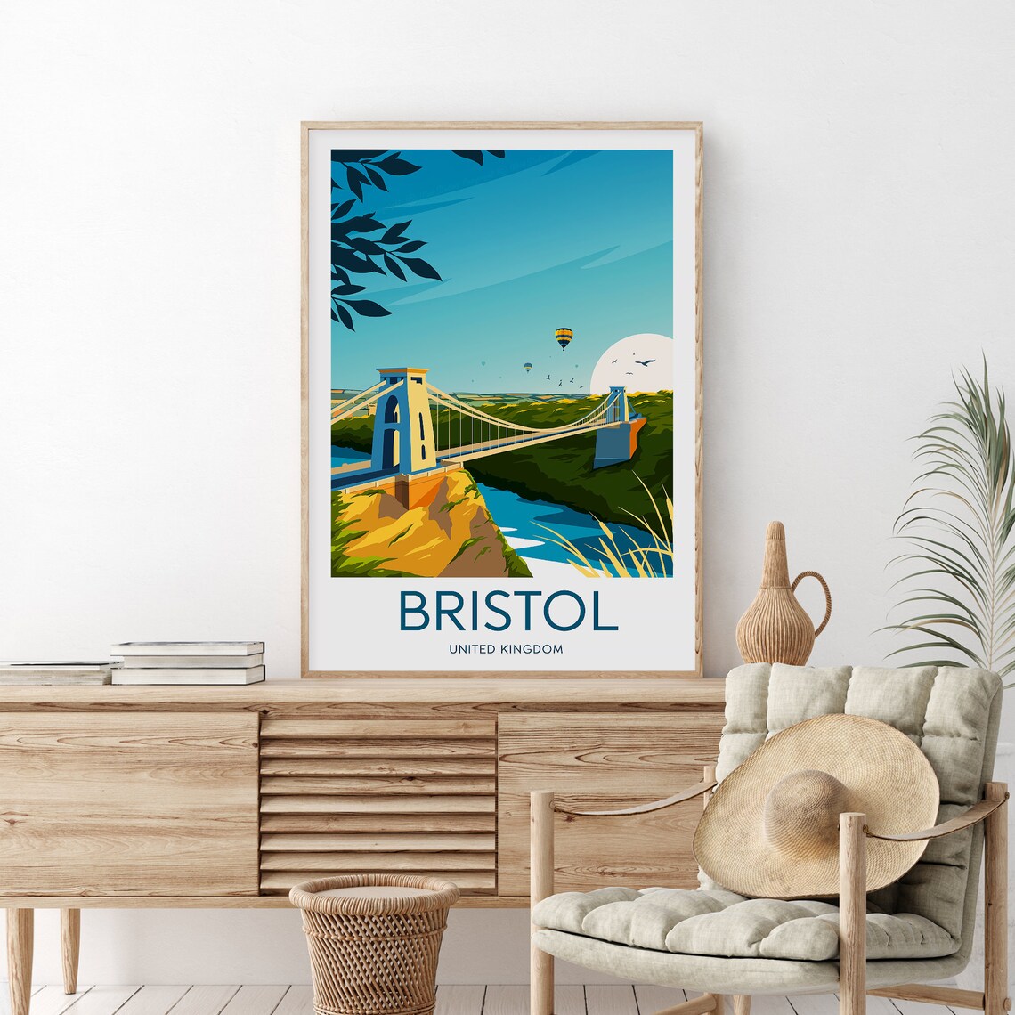 Bristol Clifton Suspension Bridge Hot Air Balloon Skyline Poster - Image 2