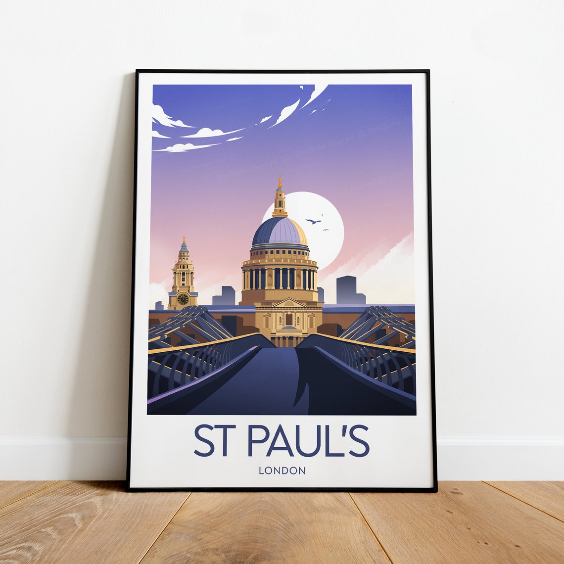 St Paul's London Cathedral Millennium Bridge Dusk View Poster