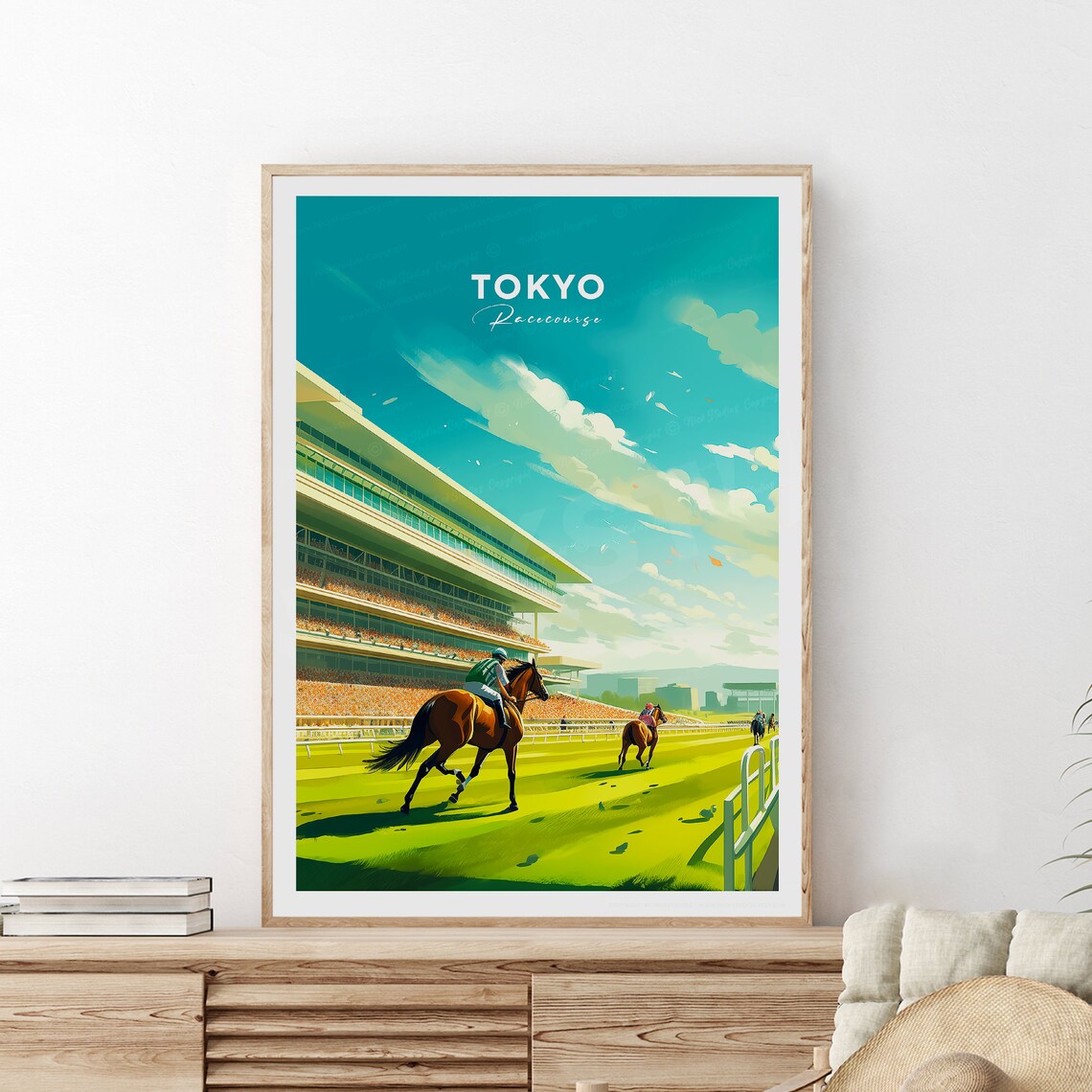 Tokyo Racecourse Horse Racing Grandstand Sunny Day Sports Poster
