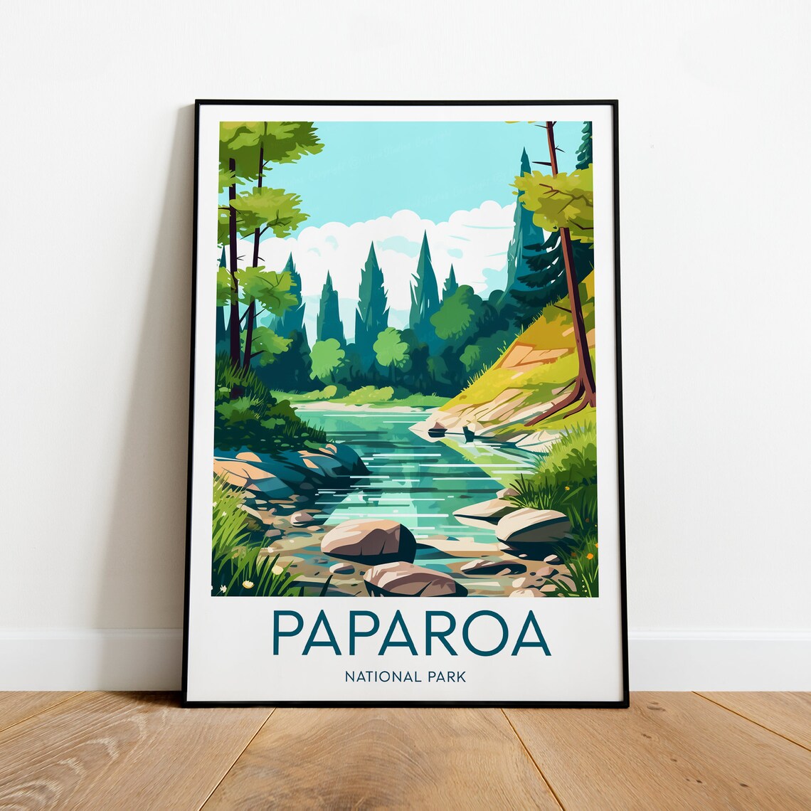 Paparoa National Park Forest River Scene In New Zealand Travel Poster