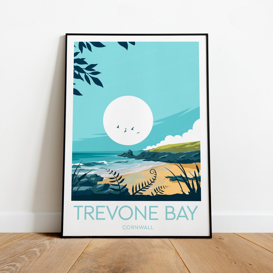 Trevone Bay Cornwall Sunlit Cove With Golden Sand Beach Poster