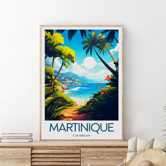 Martinique Caribbean Tropical Coast Vintage Travel Poster Art