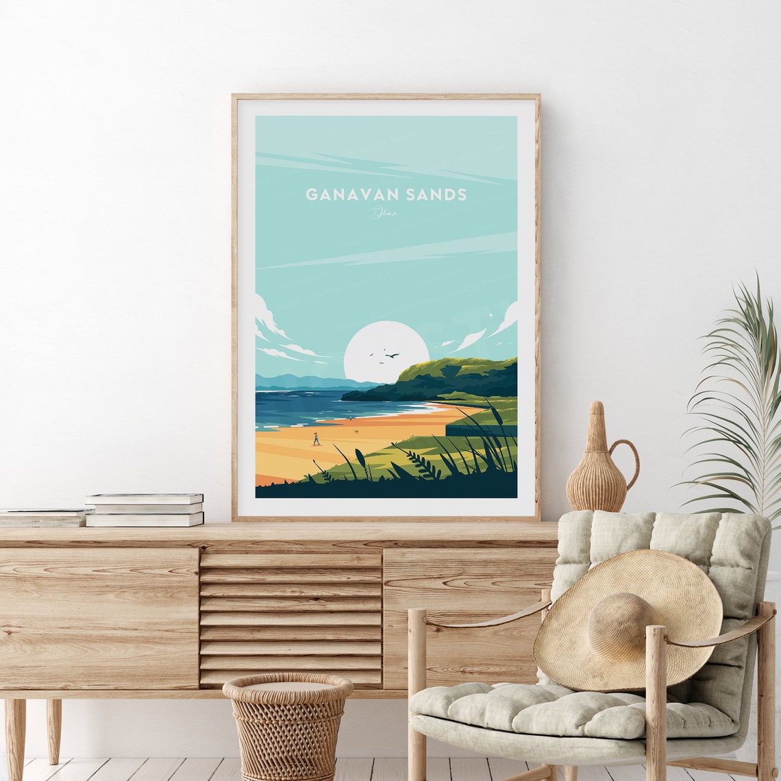 Ganavan Sands Oban Scotland Golden Hour Beach Walk Travel Poster