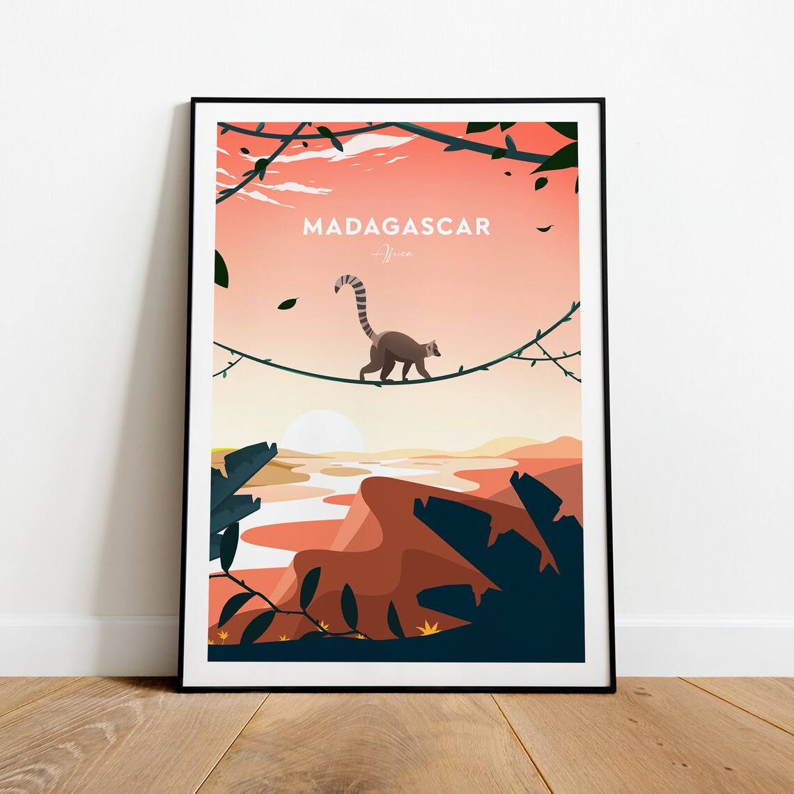 Madagascar Evening Traditional Travel Print Africa