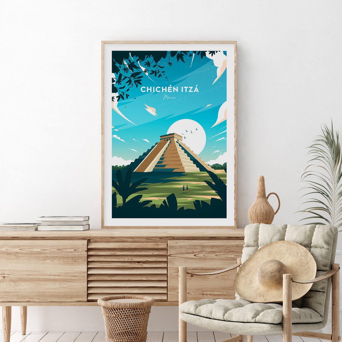 Chichen Itza Mexico El Castillo Pyramid Under Big Sun Poster