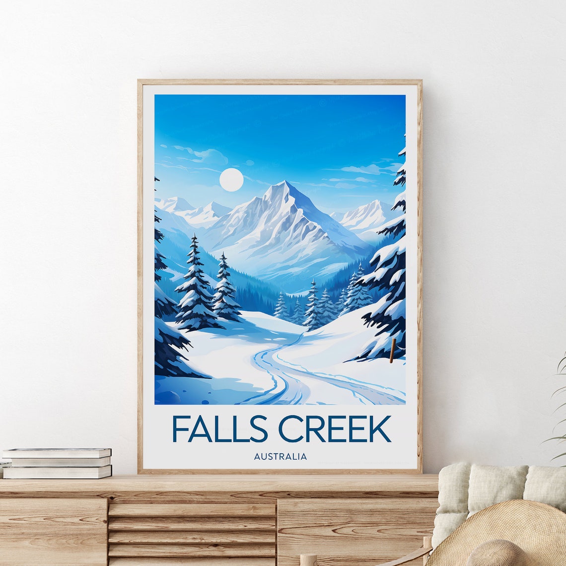 Falls Creek Australia Snowy Ski Slopes Mountain Winter Travel Poster - Image 2