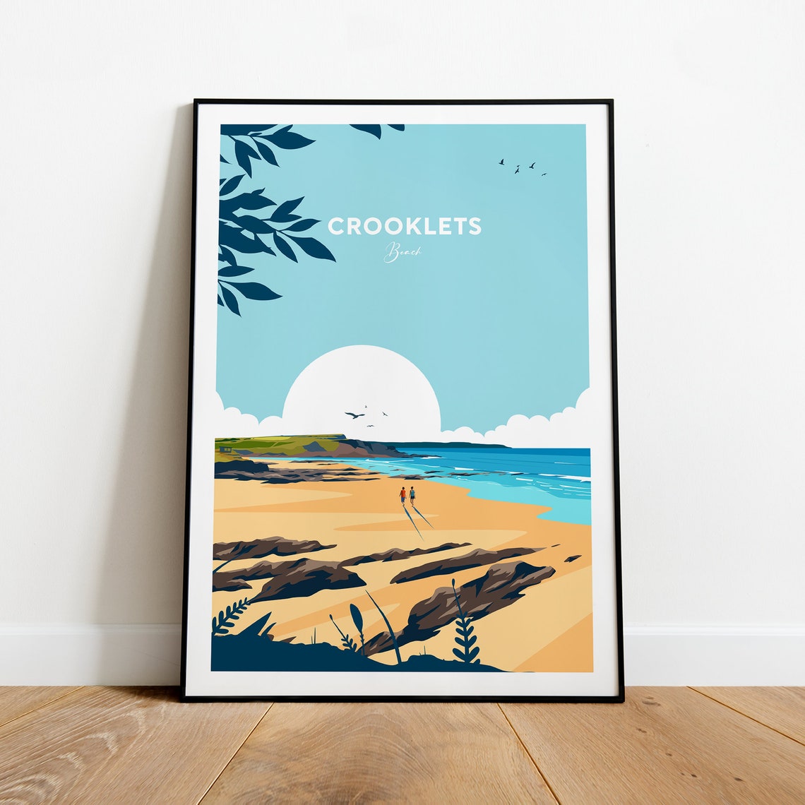 Crooklets Beach Cornwall Sandy Shoreline Sunset Walk Scene Poster