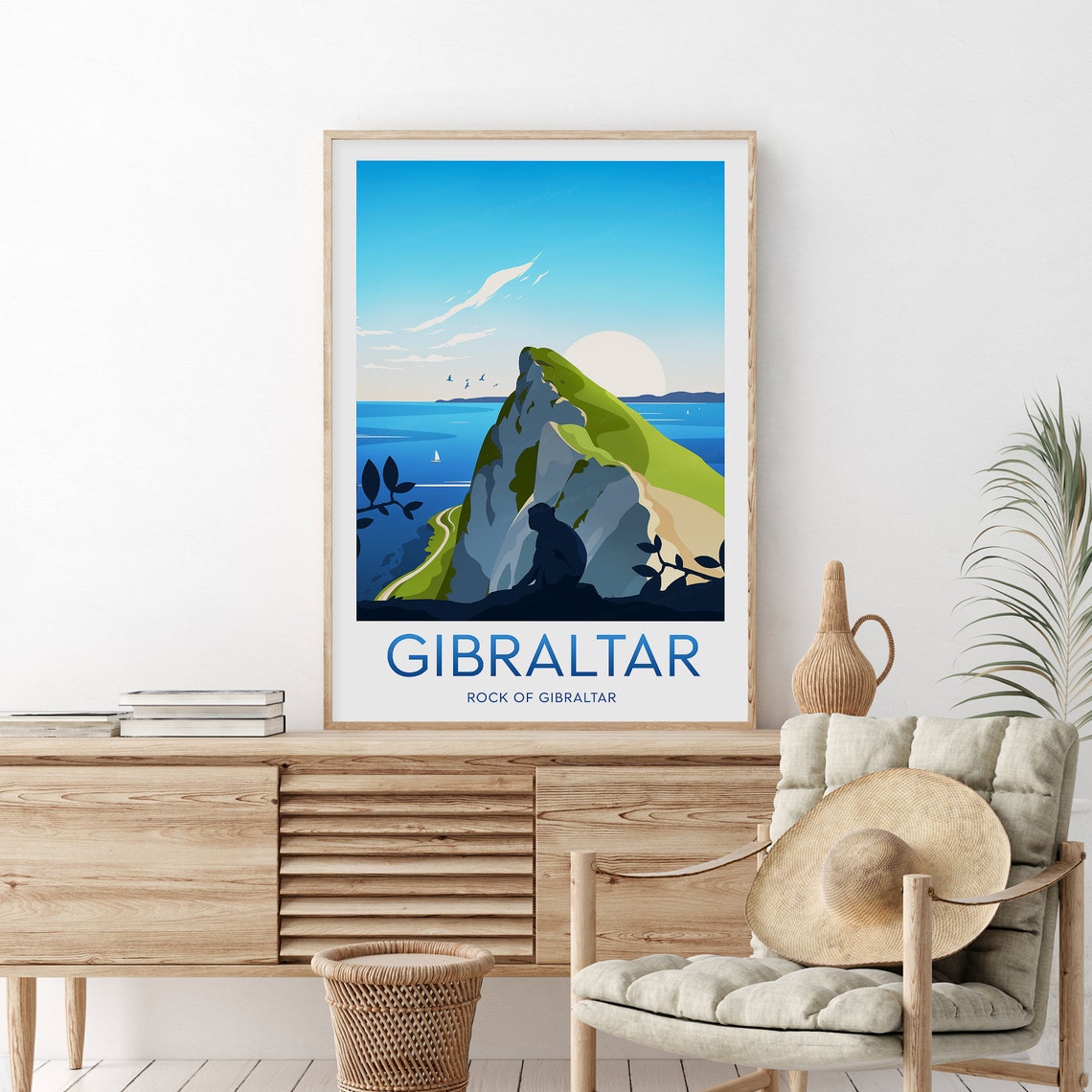 Gibraltar Rock of Gibraltar Macaque Sunset Strait View Travel Poster - Image 2