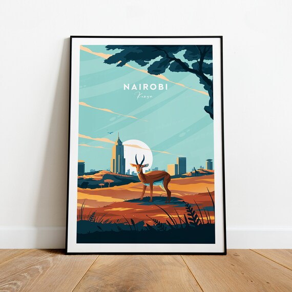 Nairobi Traditional Travel Print Kenya Nairobi Poster Kenya Artwork Wedding Gift Birthday
