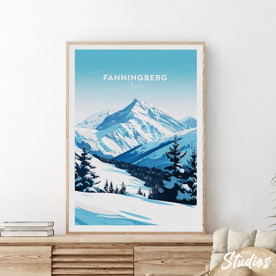 Fanningberg Traditional Ski Print Austria Fanningberg Poster Fanningberg Ski Art Skier Prints Birthday Present Custom Text