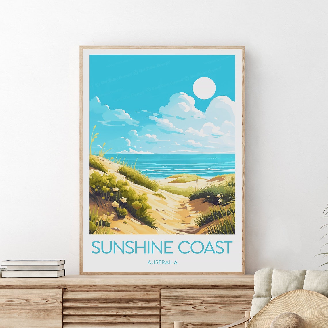 Sunshine Coast Australia Beach Dune Path Coastal Travel Poster