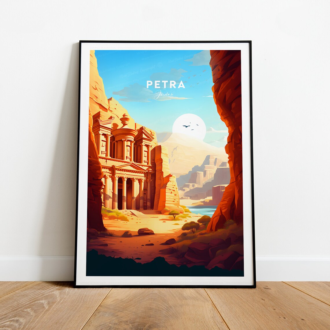 Petra Jordan Treasury Canyon Golden Sunset Ancient Travel Poster - Image 2