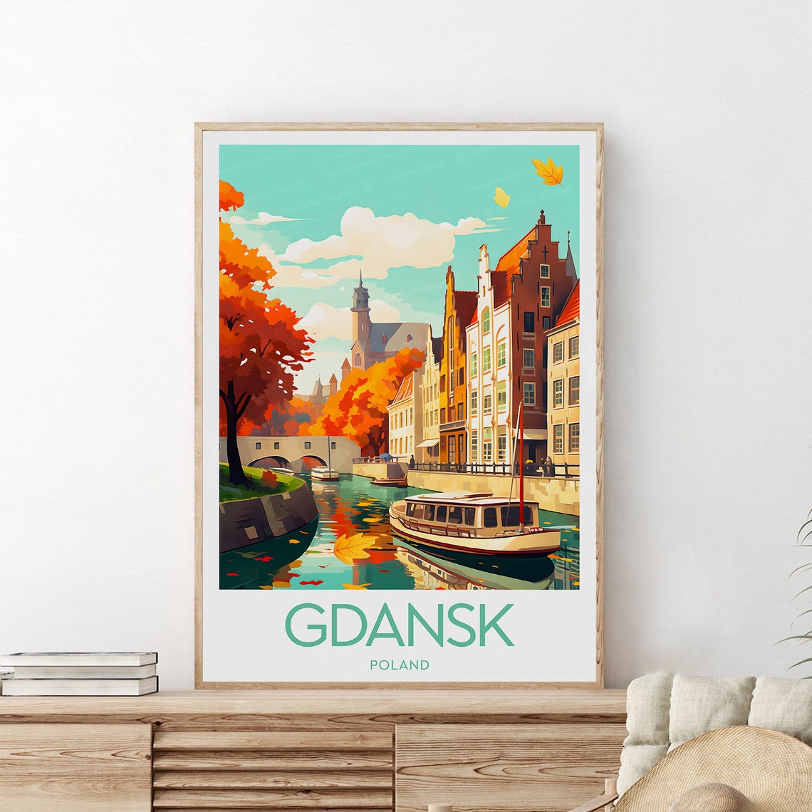 Gdansk Autumn Canal Colorful Old Town Waterfront Poland Poster