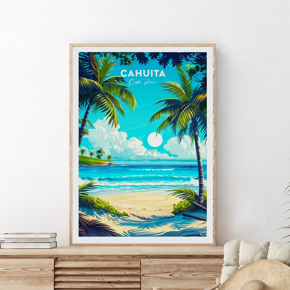 Cahuita Costa Rica Palm Beach Tropical Paradise Travel Poster