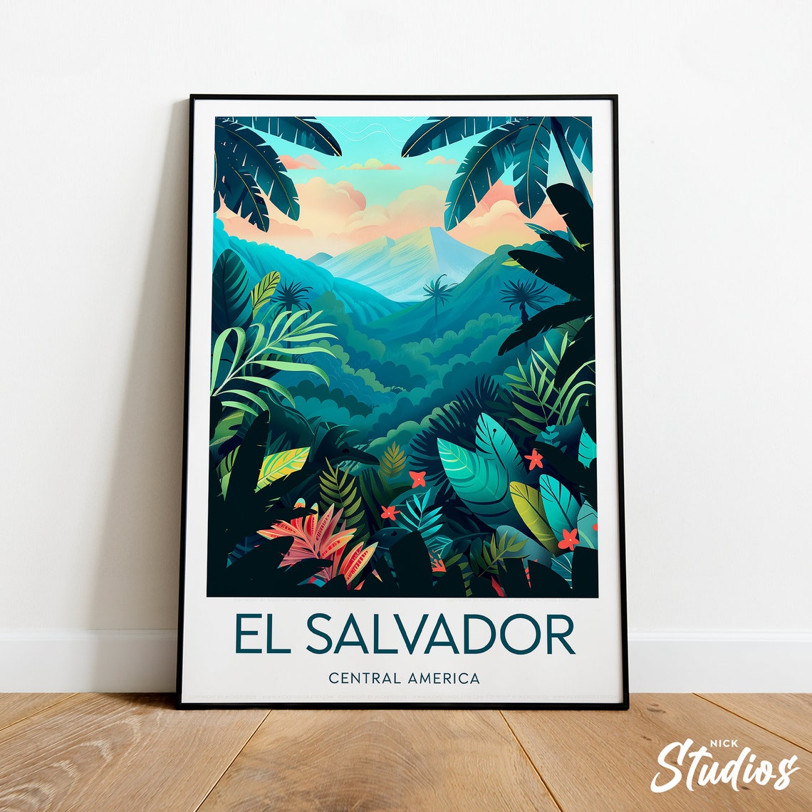 El Salvador Travel Print Central America El Salvador Poster El Salvador Art Wall Art El Salvador Wall Art By Nickstudios