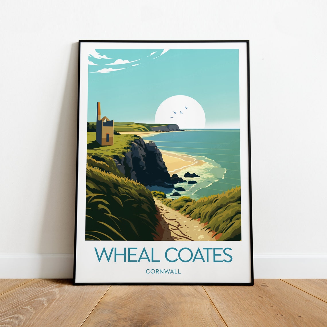 Wheal Coates Cornwall Engine House Cliff Path Sunset Travel Poster - Image 2