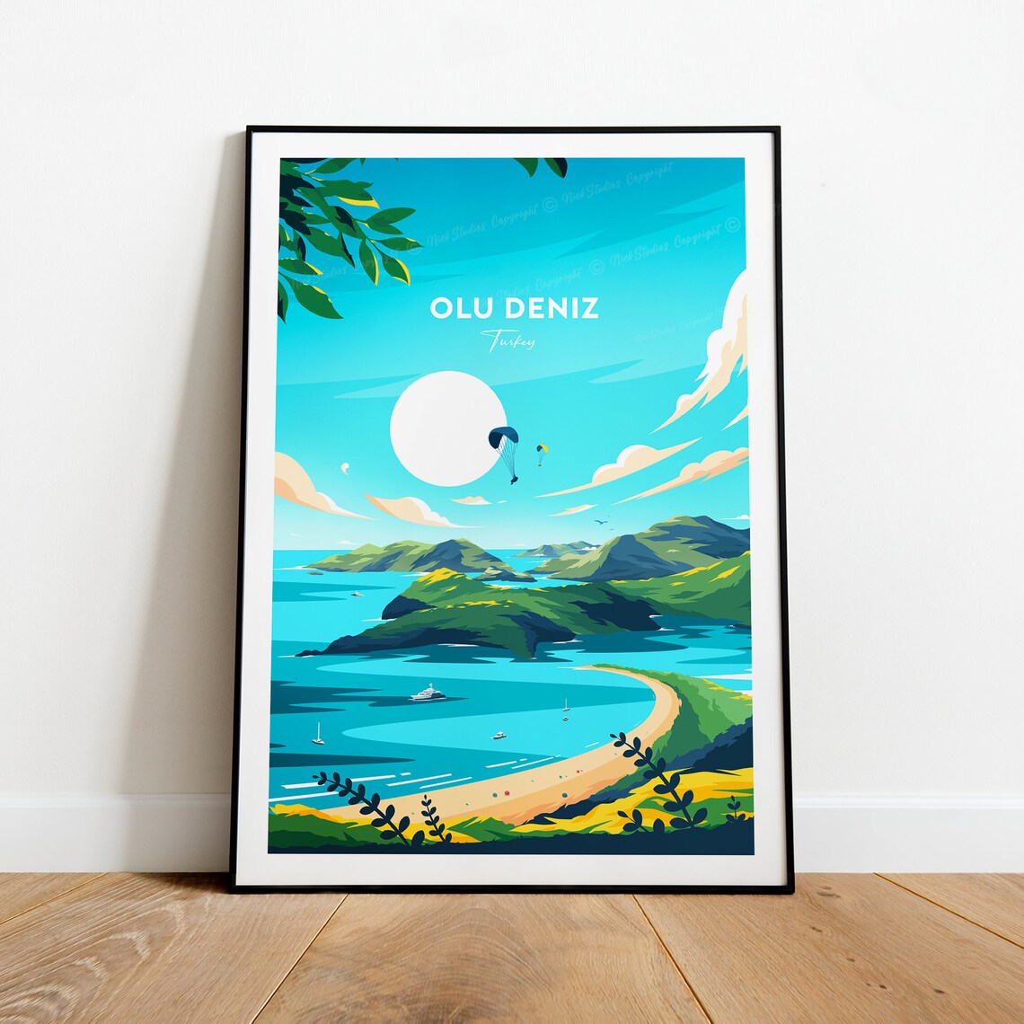 Olu Deniz Turkey Blue Lagoon Paragliding Beach Travel Poster - Image 2