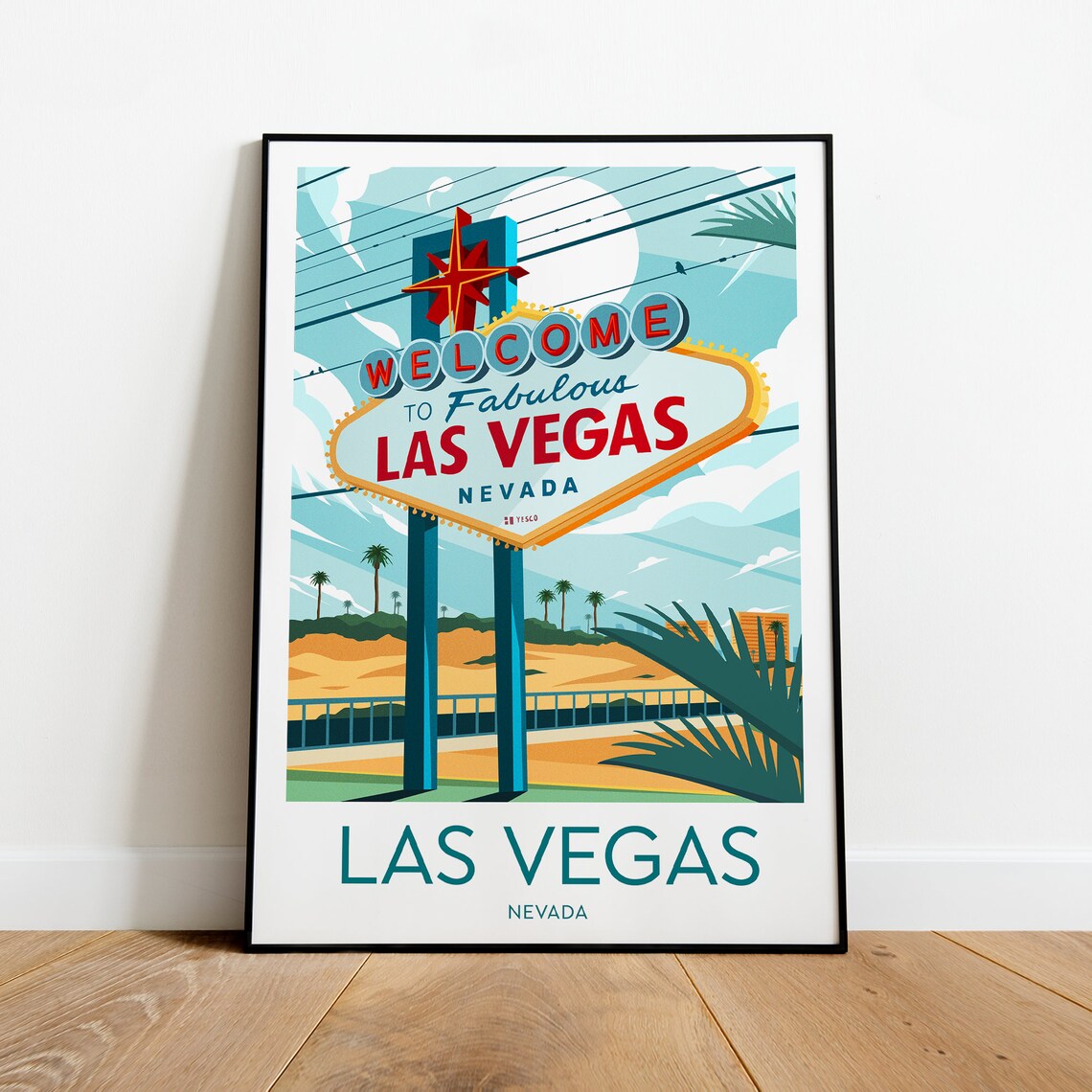 Las Vegas Iconic Welcome Sign Under a Full Moon Nevada Travel Poster - Image 2