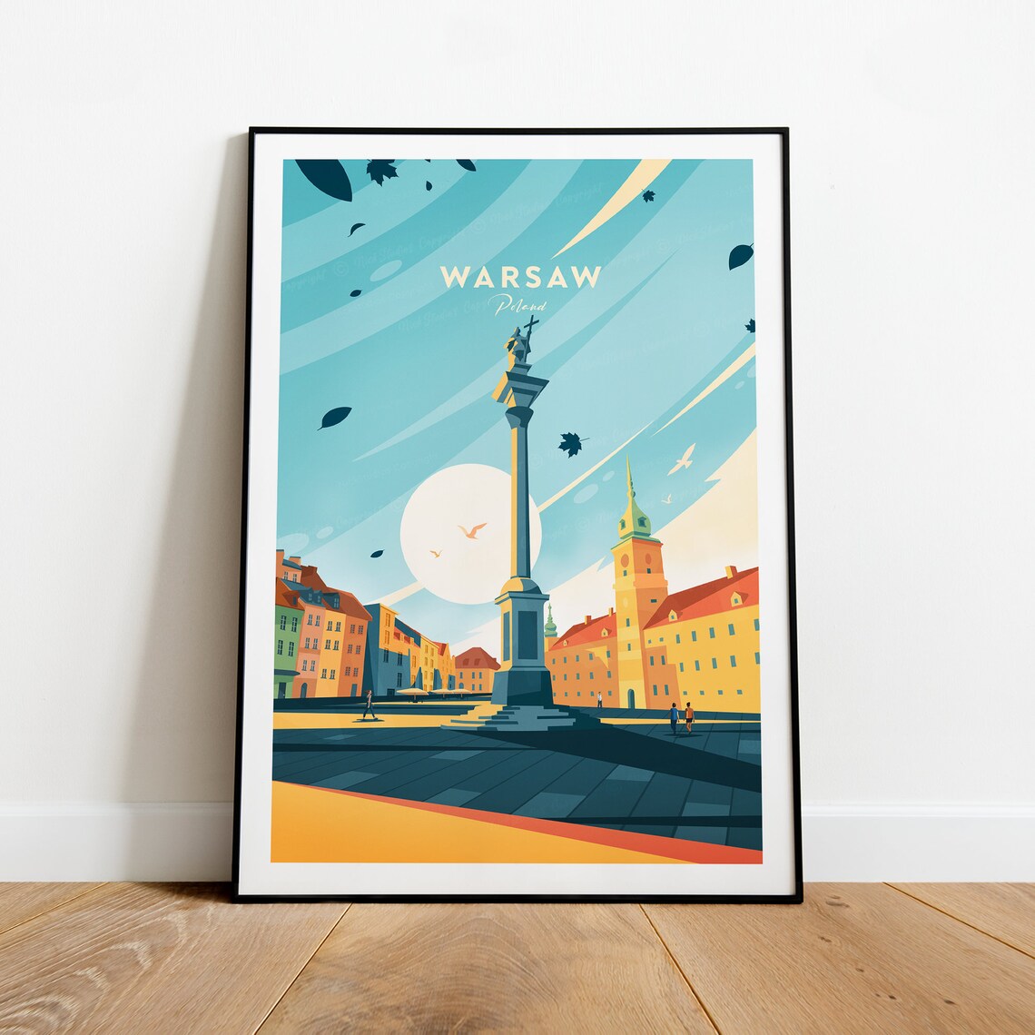 Warsaw Poland Historic Old Town Square Vintage Travel Poster - Image 2