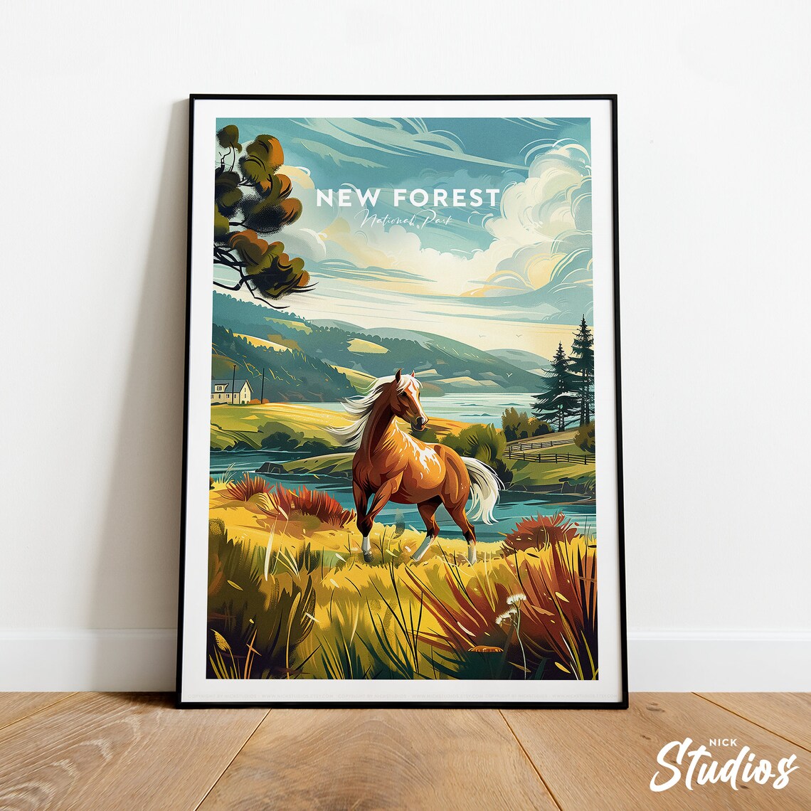 New Forest National Park Traditional Horse Travel Poster Art