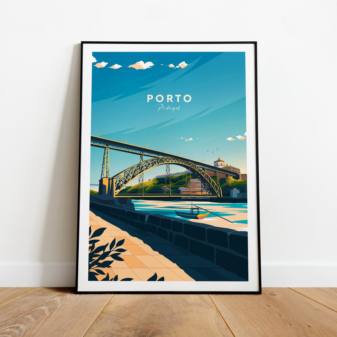 Porto Iron Arch Bridge Douro River Portugal Riverside Travel Poster - Image 2