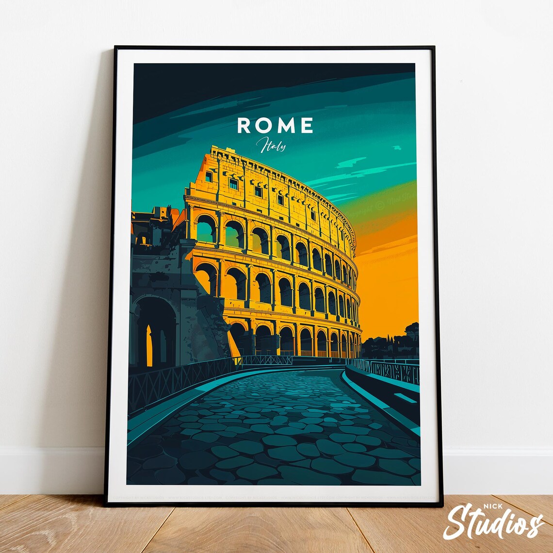 Rome Italy Ancient Colosseum Arena Retro Travel Poster Decor