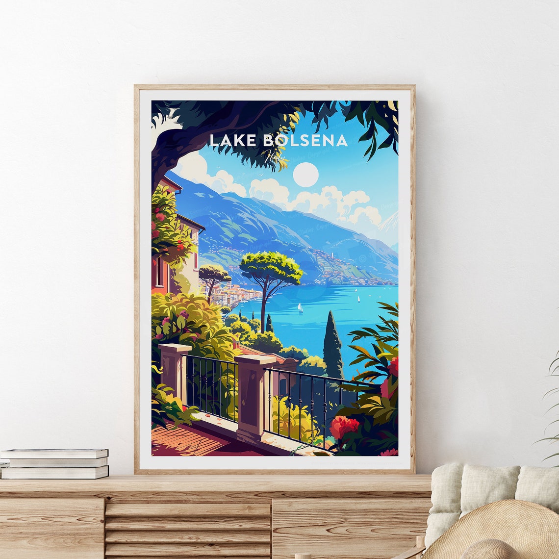 Lake Bolsena Traditional Travel Print Italy Lake Bolsena Print Lake Bolsena Poster Italy Print Italy Poster By Nickstudios