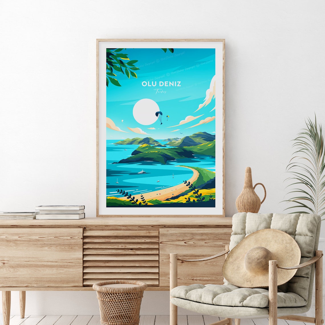 Olu Deniz Turkey Blue Lagoon Paragliding Beach Travel Poster