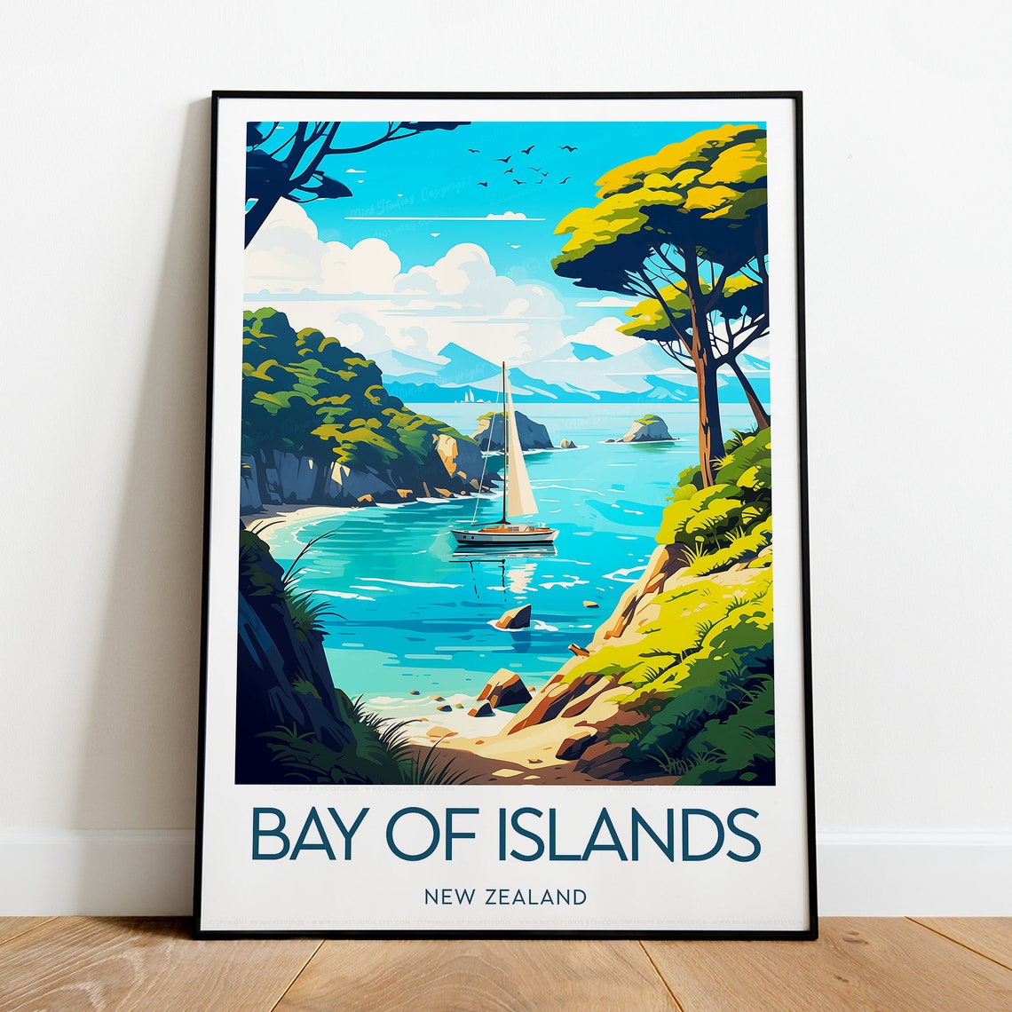 Bay Of Islands Travel Print New Zealand Bay Of Islands Island Poster Wedding Gift Birthday - Image 2