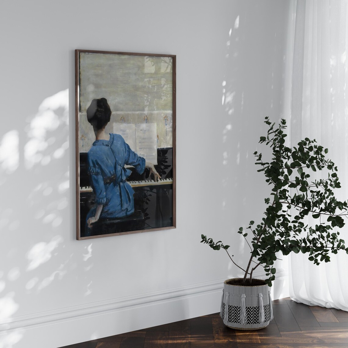 Woman Playing Piano Blue Dress Vintage Music Room Art Poster - Image 7