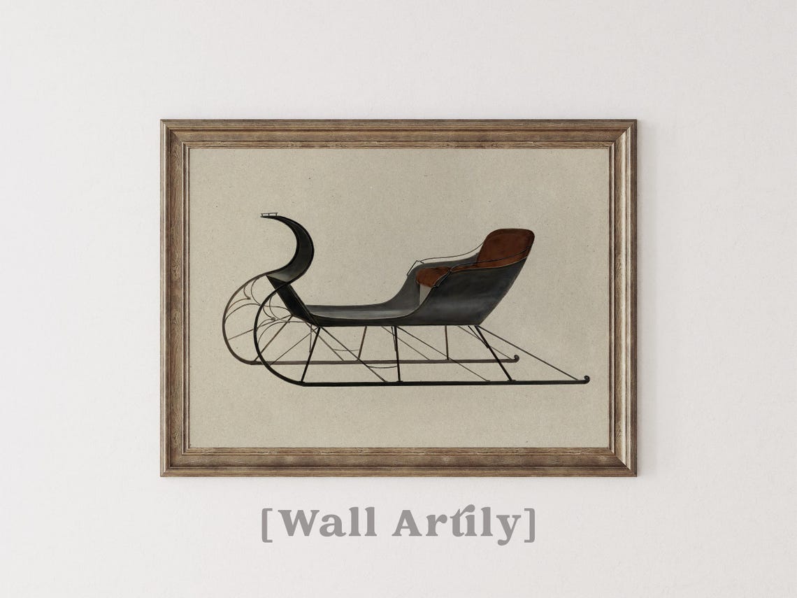 Classic Winter Cutter Sleigh Vintage Christmas Illustration Poster - Image 3