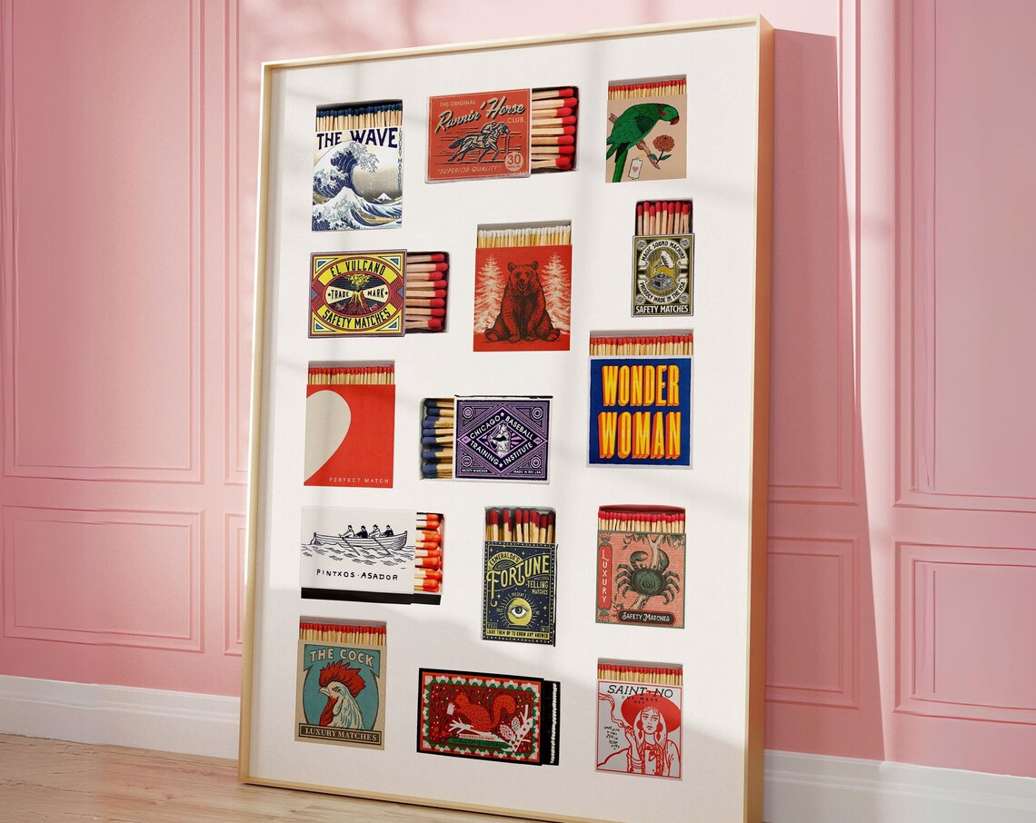Vintage Matchbox Retro Bar Card Art Print