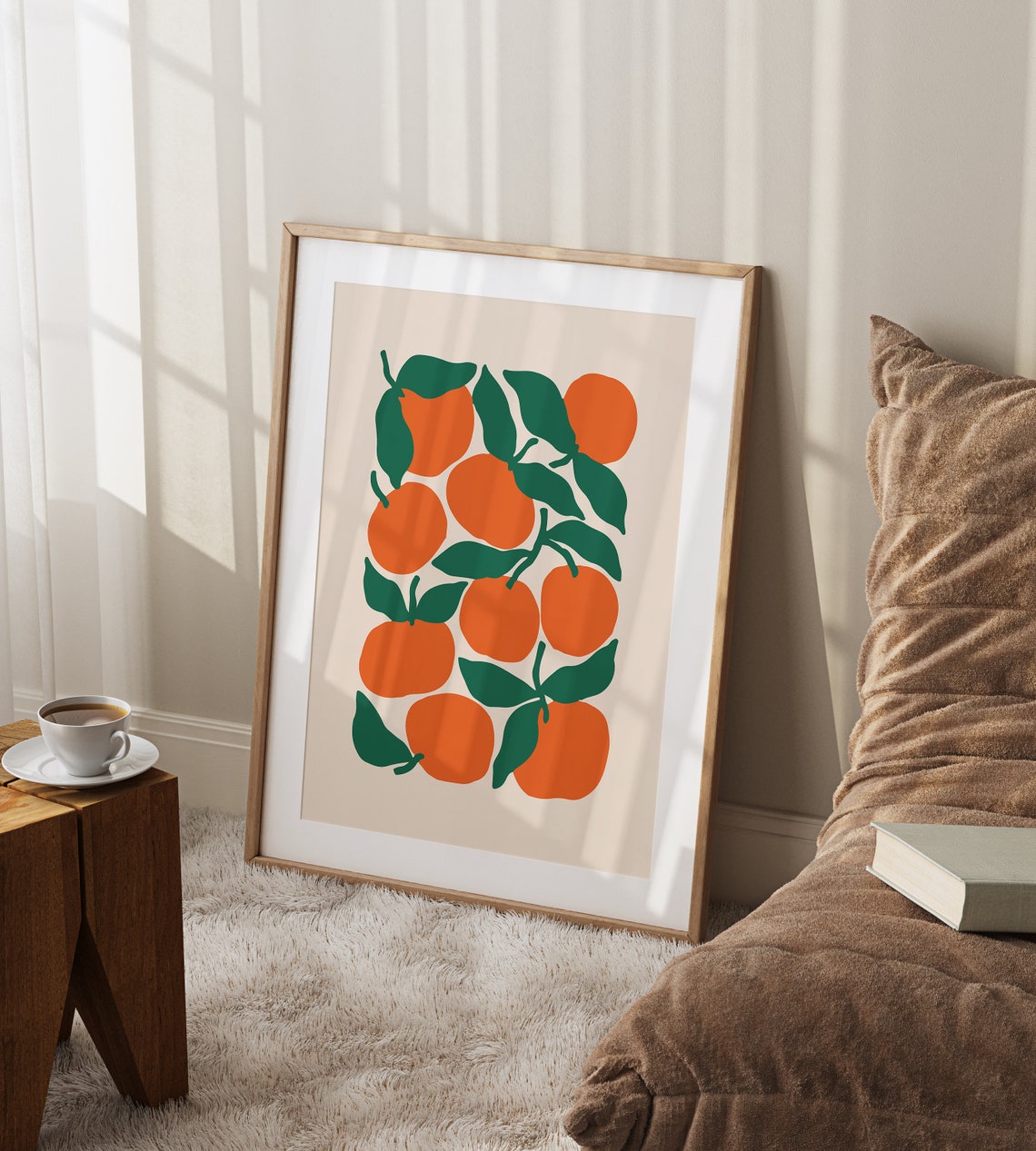 Bright Orange Fruit Branch Minimalist Botanical Kitchen Poster - Image 2
