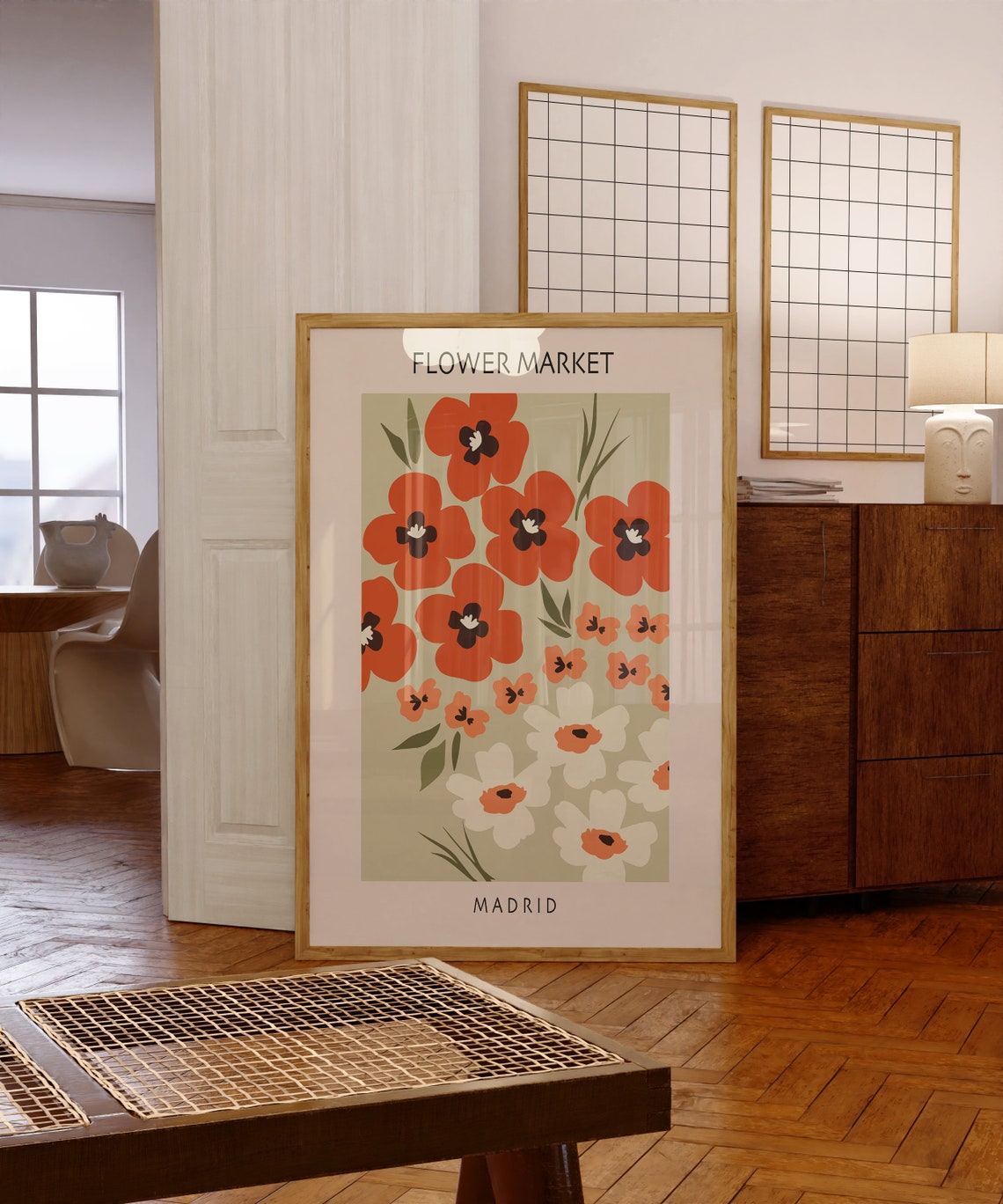 Madrid Spain Flower Market Red Poppies Botanical Decor Art Print - Image 4