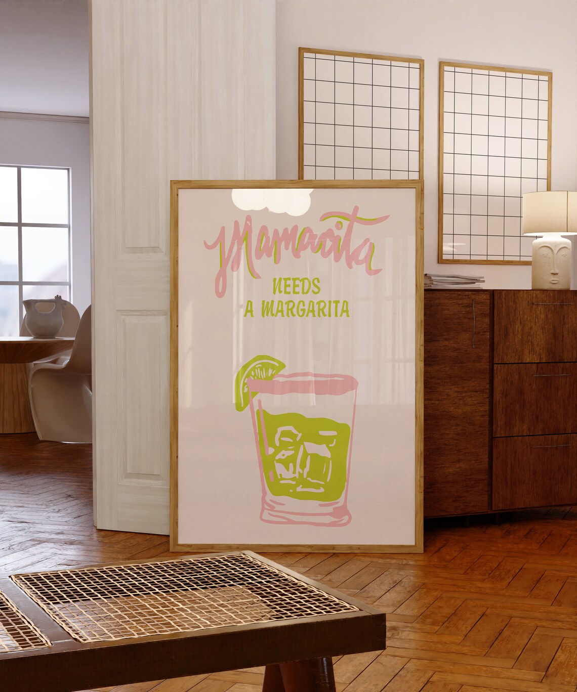 Funny Mamacita Needs a Margarita Pink Cocktail Party Quote Print - Image 5