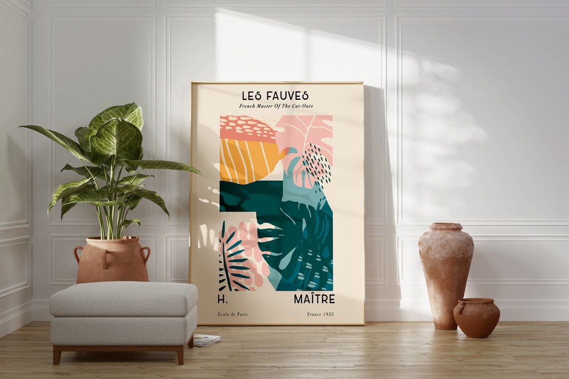 Les Fauves Tropical Leaf Cut Outs French Art Gallery Style Poster - Image 4