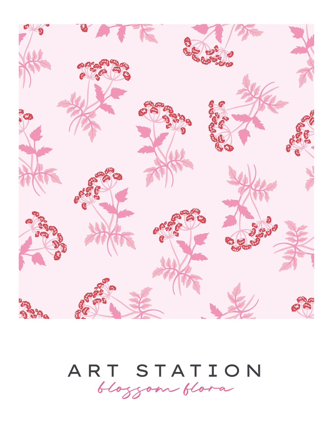 Art Station Blossom Flora Pink Pattern Botanical Soft Poster - Image 2