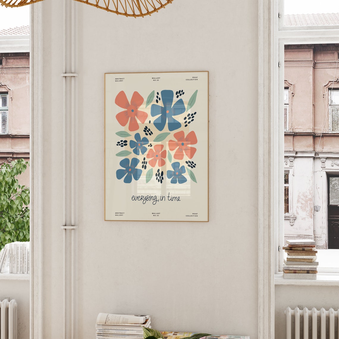 Scripted Phrase Red Blue Floral Abstract Gallery Style Poster - Image 6