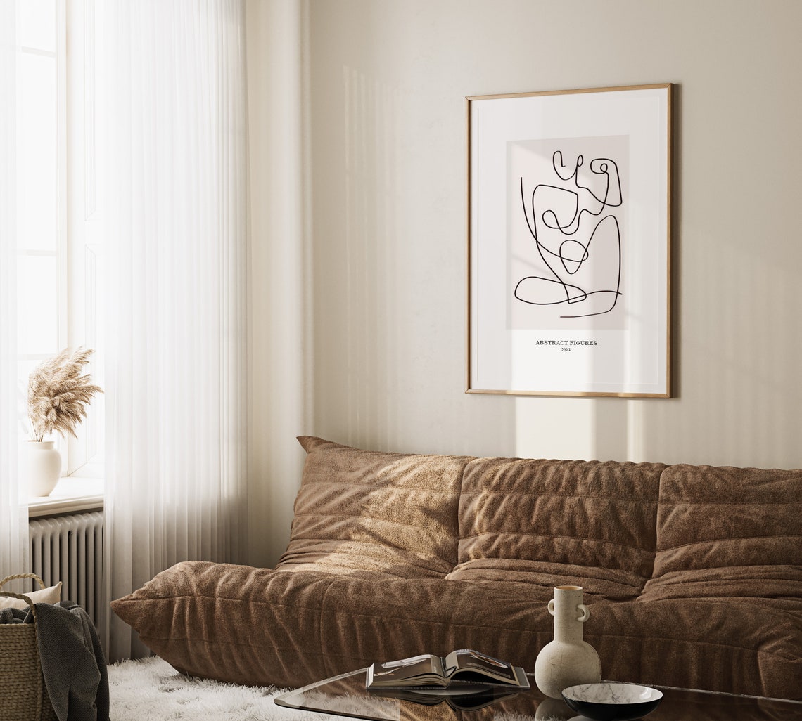 Abstract Figures No 1 Continuous Line Figure Drawing Art Poster - Image 2