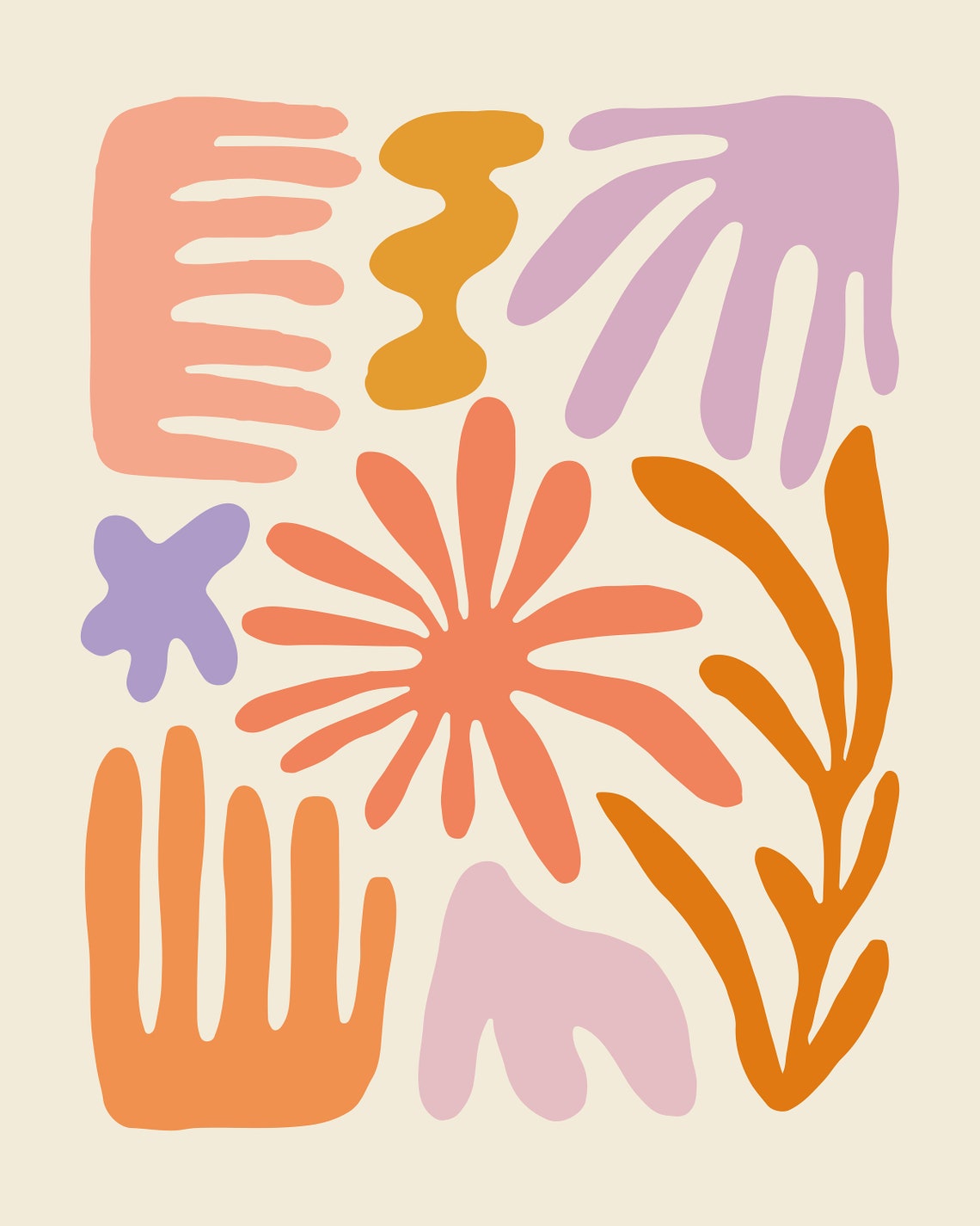Matisse Style Pastel Abstract Organic Shapes Wall Decorative Poster - Image 2