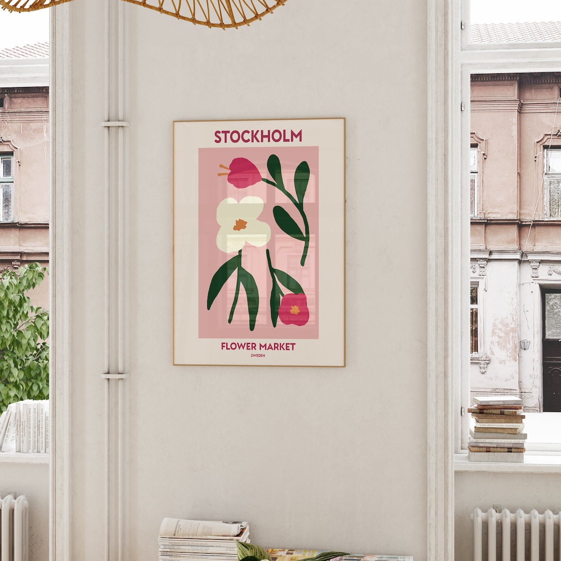 Stockholm Flower Market Sweden Pink Blossom Scandinavian Art Poster - Image 6